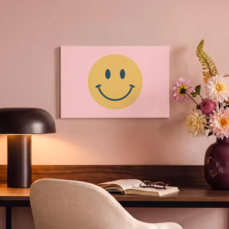 Canvas schilderij - Smiley - Geel - Roze - Symbool - Minimalistisch — 5