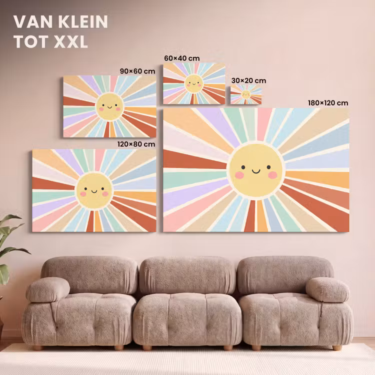 Canvas schilderij - Zon - Stralen - Vrolijk - Kleurrijk - Abstract — 7