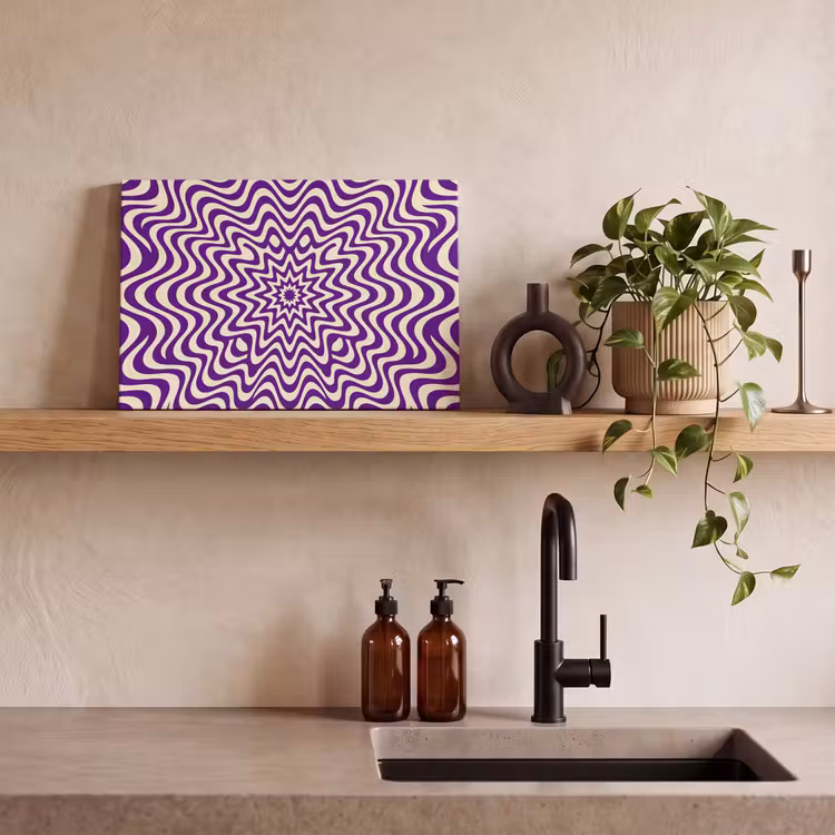 Canvas schilderij - Abstract - Golven - Optisch - Modern - Paars — 3