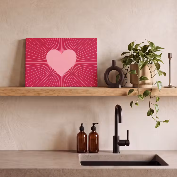 Canvas schilderij - Hart - Stralen - Liefde - Abstract - Roze — 3