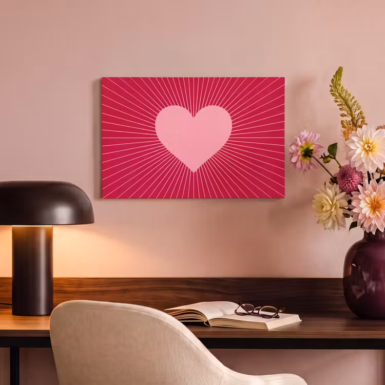 Canvas schilderij - Hart - Stralen - Liefde - Abstract - Roze — 5