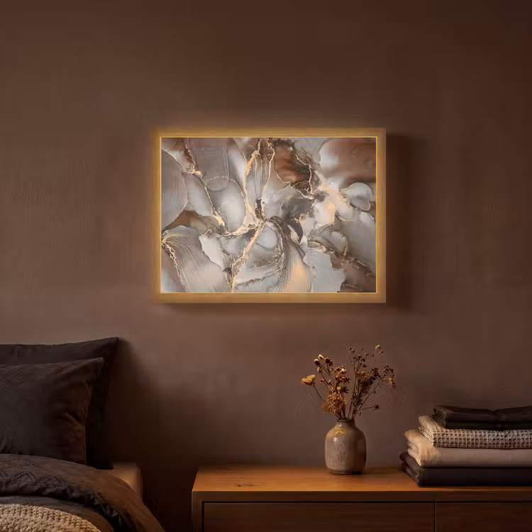 Lightbox - Wandlamp - Grijs - Goud - Marmer - Marmerlook — 3