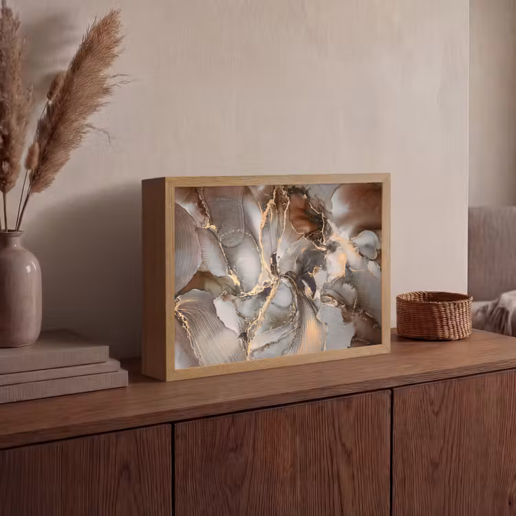 Lightbox - Wandlamp - Grijs - Goud - Marmer - Marmerlook — 4