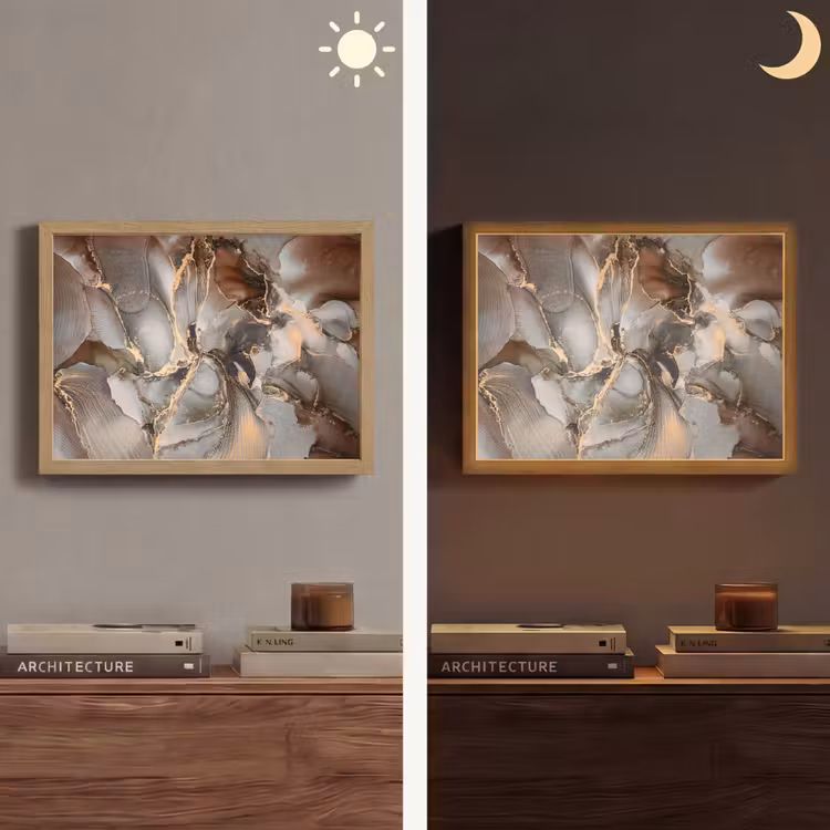 Lightbox - Wandlamp - Grijs - Goud - Marmer - Marmerlook — 6