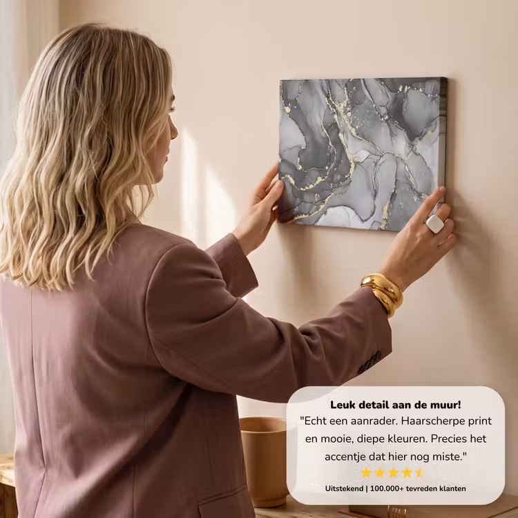 Canvas schilderij - Zwart Marmer met Gouden Aders — 3
