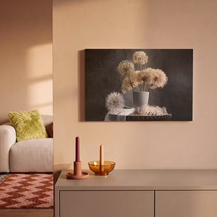 Canvas schilderij - Bloemzaden - Paardenbloem- Vaas - Stilleven - Boeket — 2
