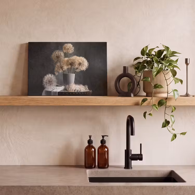 Canvas schilderij - Bloemzaden - Paardenbloem- Vaas - Stilleven - Boeket — 4
