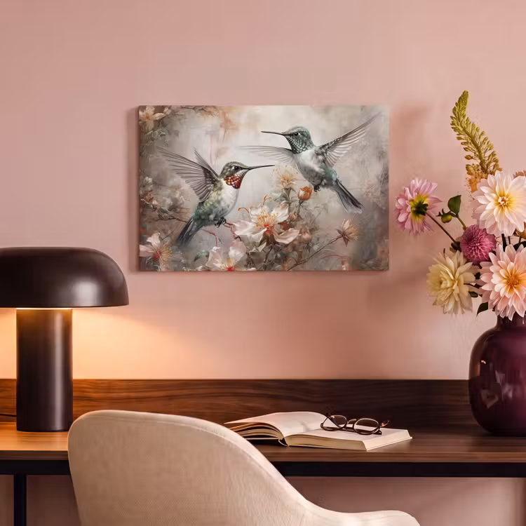 Canvas schilderij - Kolibrie - Vogels - Bloemen - Planten — 6