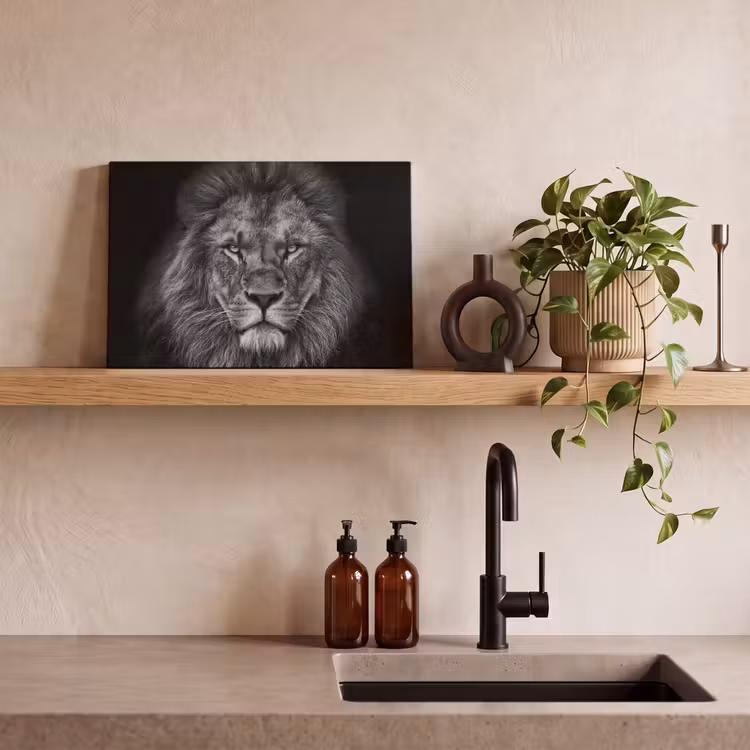 Canvas schilderij - Leeuw - Dieren - Zwart - Wit — 4