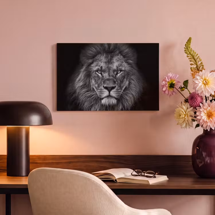Canvas schilderij - Leeuw - Dieren - Zwart - Wit — 6