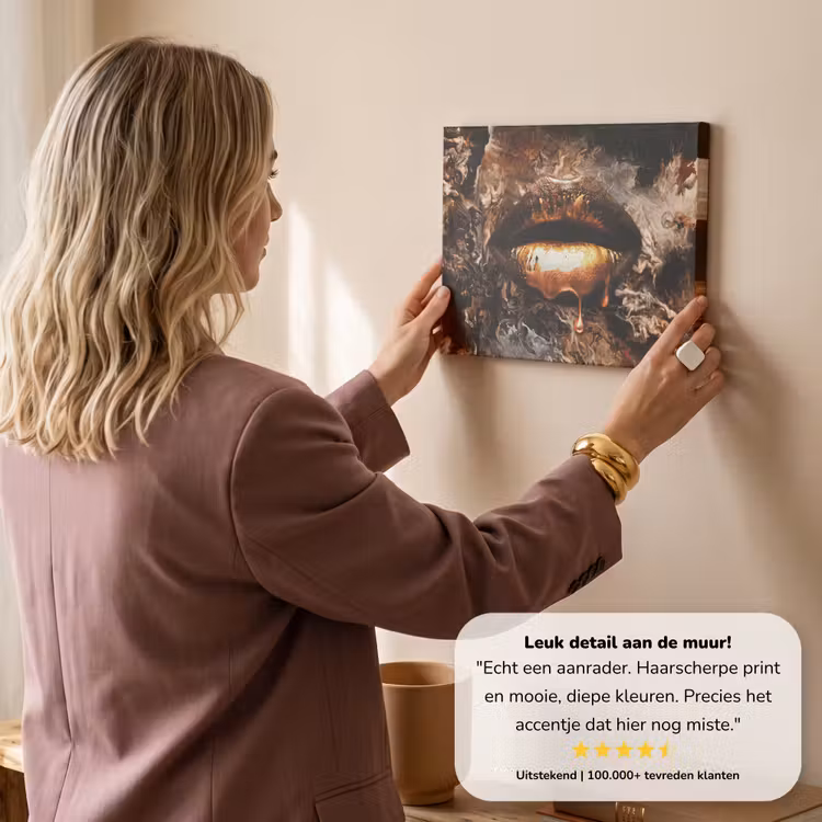 Canvas schilderij - Goud - Lippen - Kunst — 3