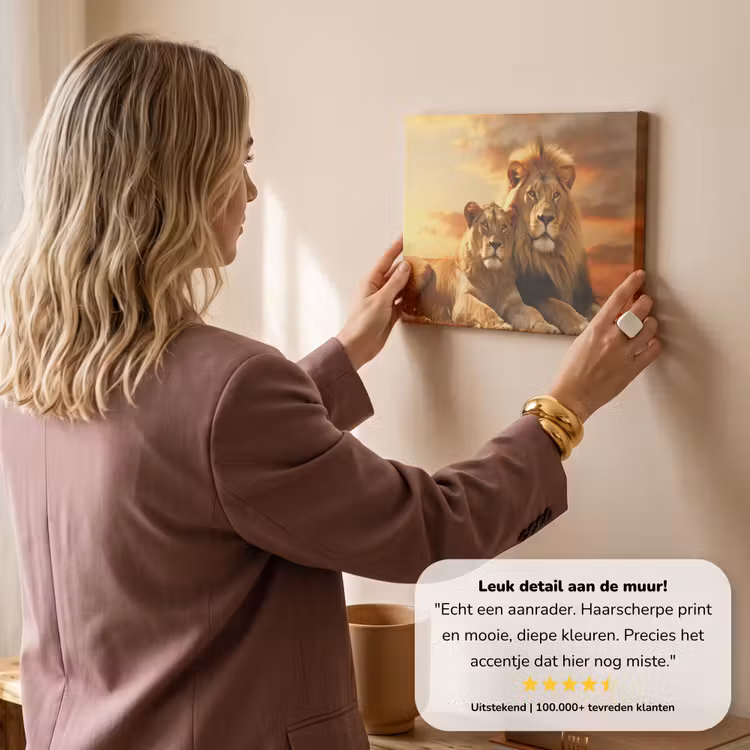 Canvas schilderij - Leeuwen - Zonsondergang - Afrika - Savanne - Dieren — 3