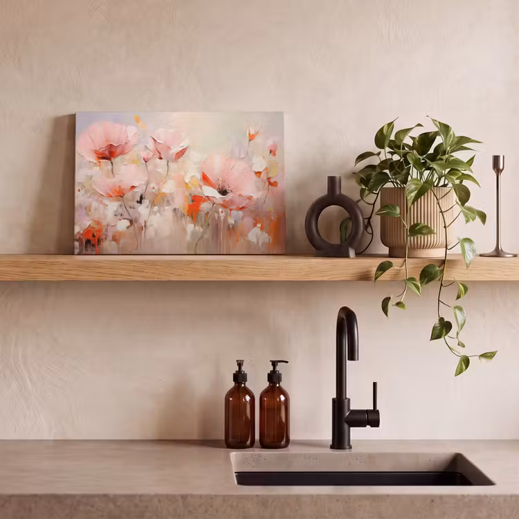 Canvas schilderij - Bloemen - Watercolor - Roze - Abstract - Kunst — 4