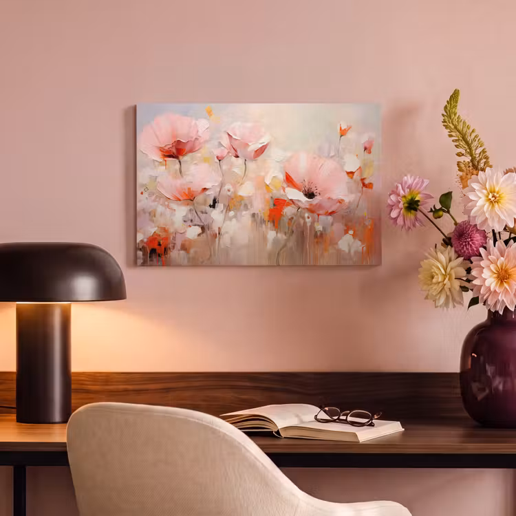 Canvas schilderij - Bloemen - Watercolor - Roze - Abstract - Kunst — 6