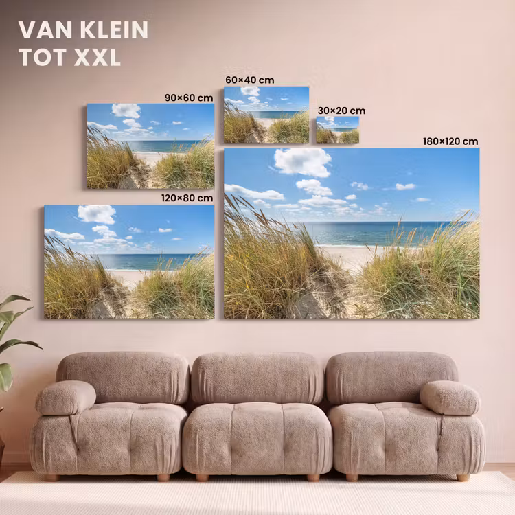 Canvas schilderij - Duin - Gras - Zee - Strand — 8