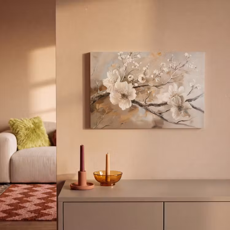 Canvas schilderij - Bloemen - Natuur - Wit - Bloesem - Abstract — 2
