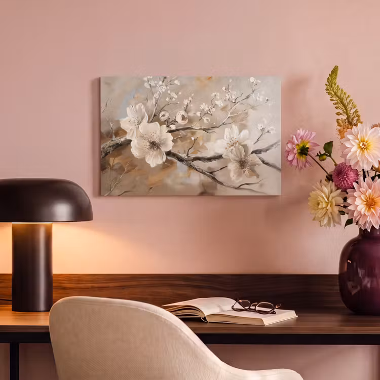 Canvas schilderij - Bloemen - Natuur - Wit - Bloesem - Abstract — 6