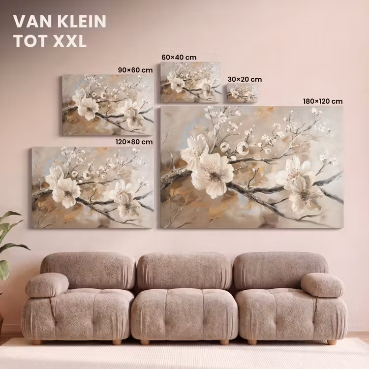 Canvas schilderij - Bloemen - Natuur - Wit - Bloesem - Abstract — 8