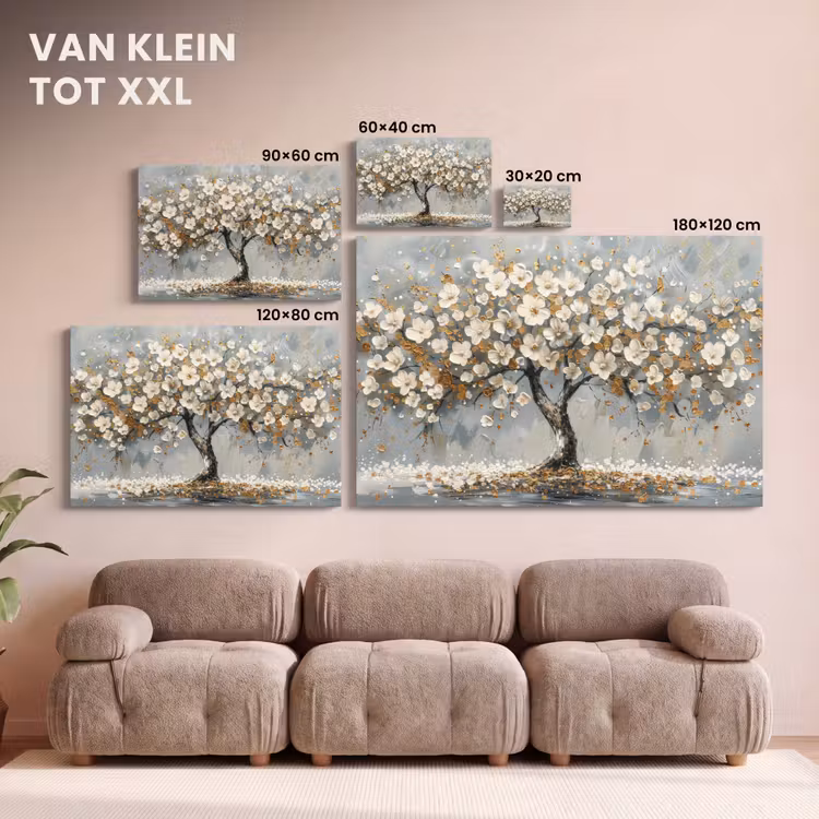 Canvas schilderij - Boom - Bloemen - Wit - Natuur - Kunst — 8
