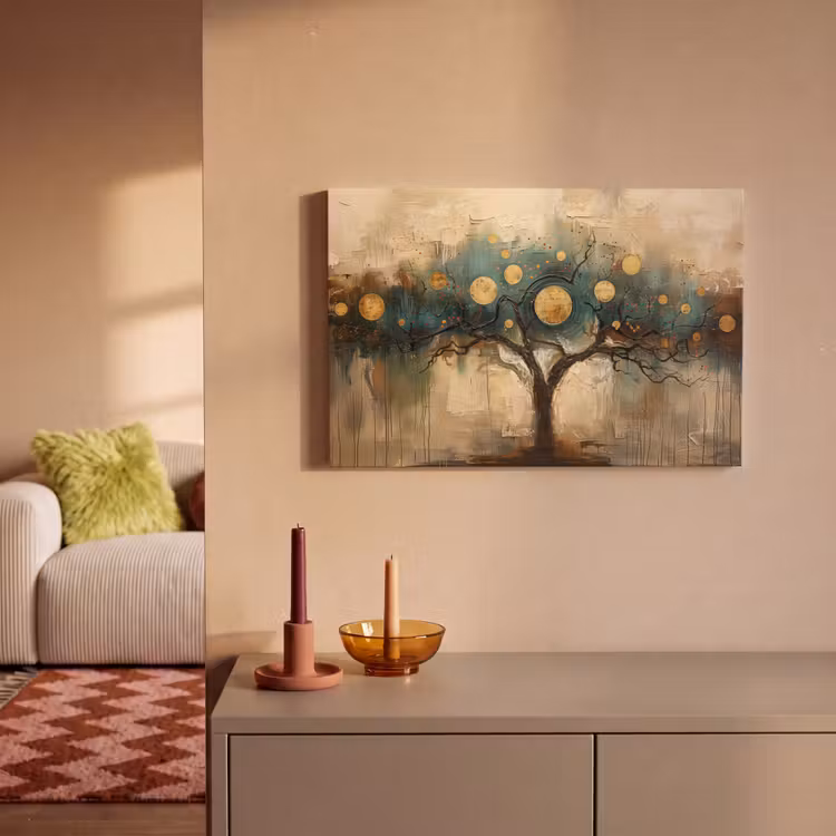 Canvas schilderij - Boom - Kunst - Maan - Watercolor — 2