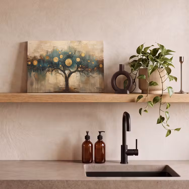 Canvas schilderij - Boom - Kunst - Maan - Watercolor — 4