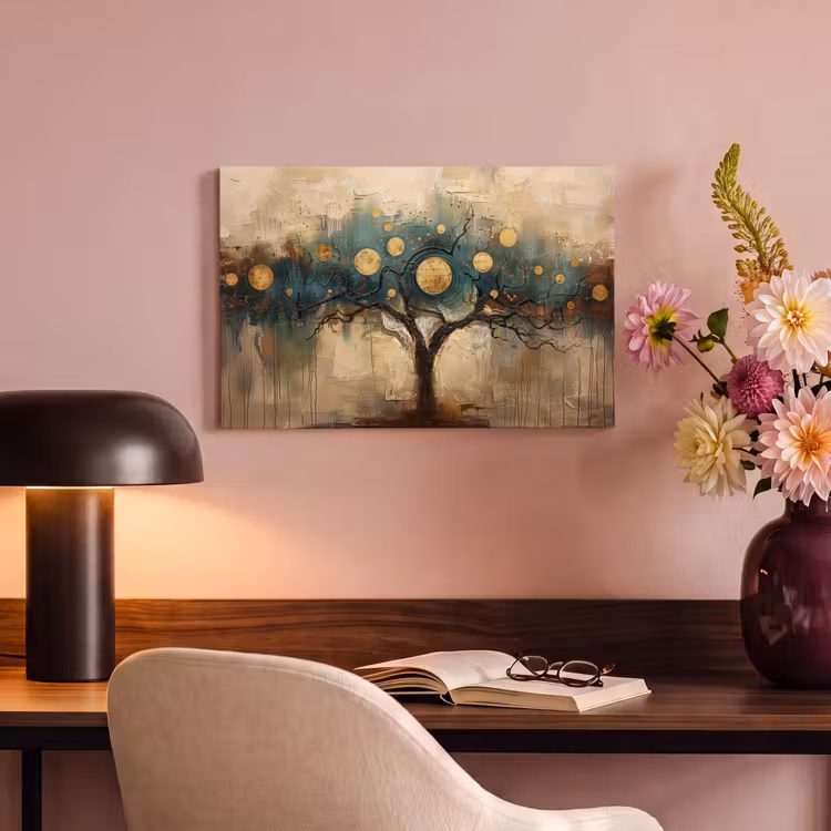 Canvas schilderij - Boom - Kunst - Maan - Watercolor — 6