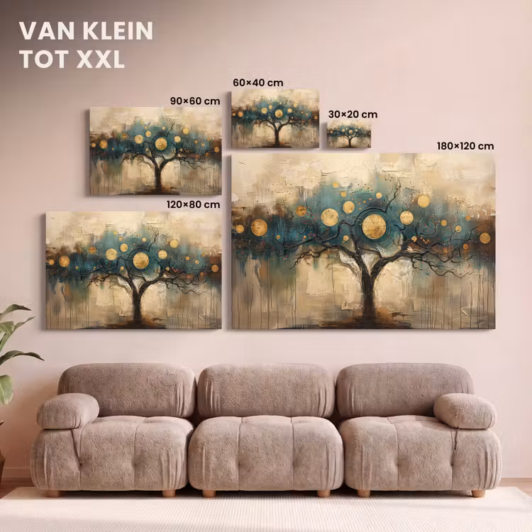 Canvas schilderij - Boom - Kunst - Maan - Watercolor — 8