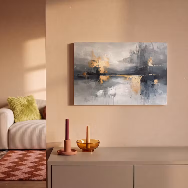 Canvas schilderij - Kunst - Grijs - Goud - Abstract — 2