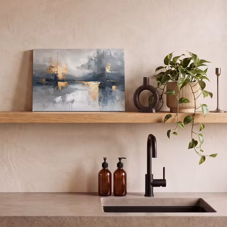 Canvas schilderij - Kunst - Grijs - Goud - Abstract — 4