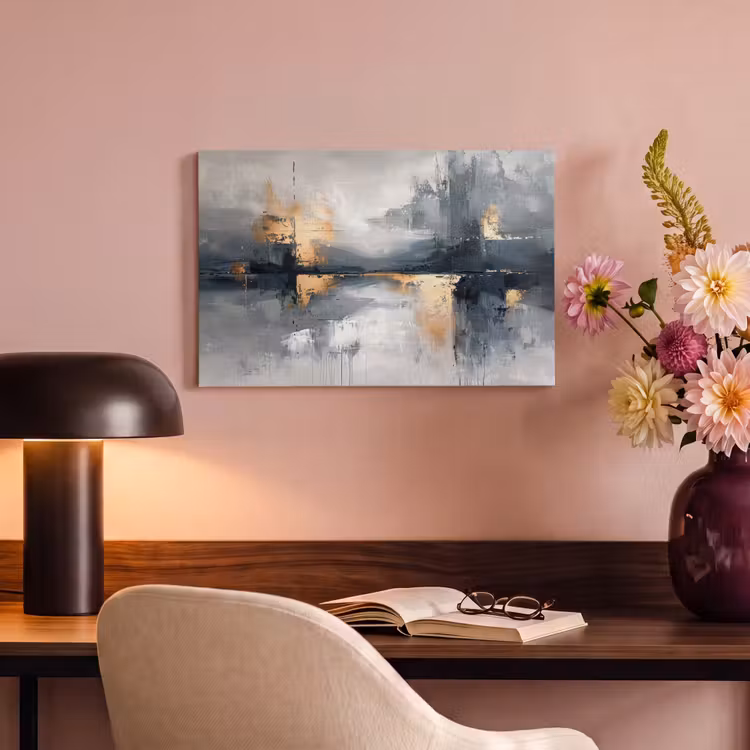 Canvas schilderij - Kunst - Grijs - Goud - Abstract — 6