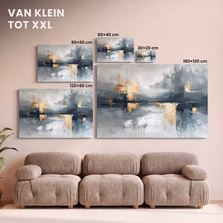 Canvas schilderij - Kunst - Grijs - Goud - Abstract — 8