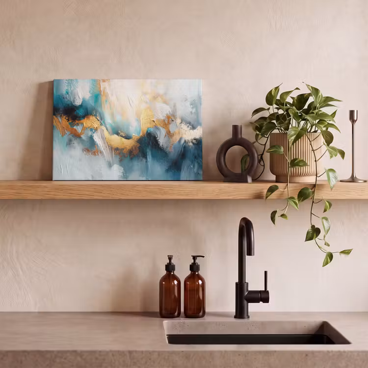 Canvas schilderij - Abstract - Kunst - Gold - Blauw — 4