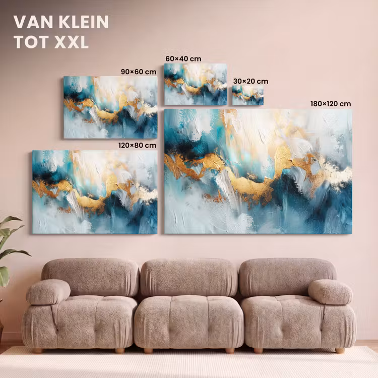 Canvas schilderij - Abstract - Kunst - Gold - Blauw — 8