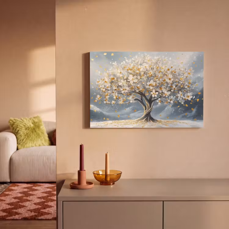 Canvas schilderij - Boom - Winter - Levensboom - Modern - Goud — 2