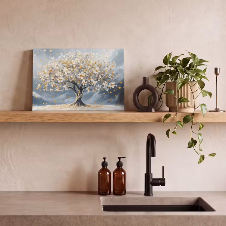 Canvas schilderij - Boom - Winter - Levensboom - Modern - Goud — 4