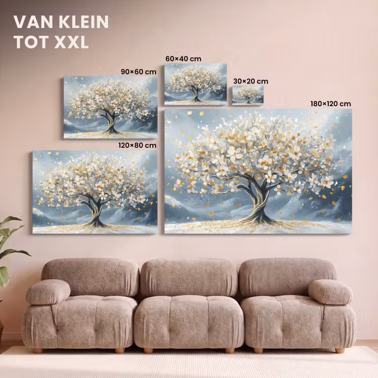 Canvas schilderij - Boom - Winter - Levensboom - Modern - Goud — 8