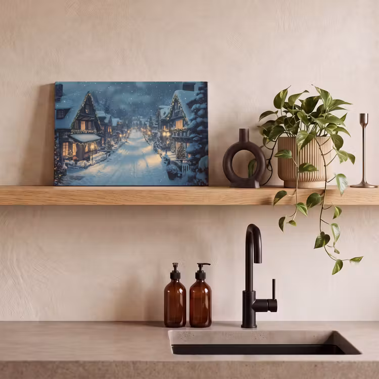 Canvas schilderij - Kerstdorp - Kerst - Sneeuw - Winter — 4