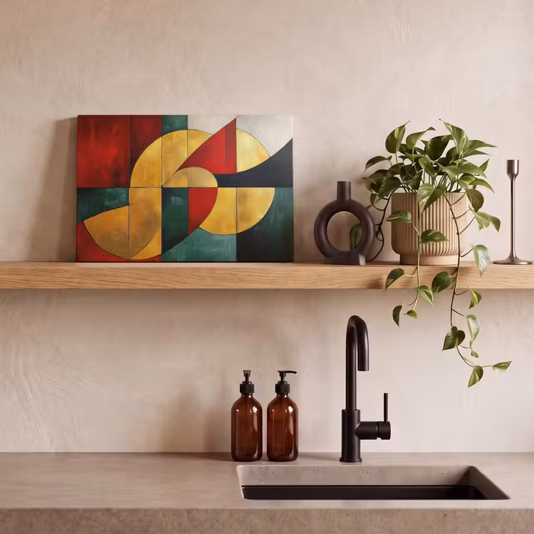 Canvas schilderij - Abstract - Kerst - Goud - Rood - Groen — 4
