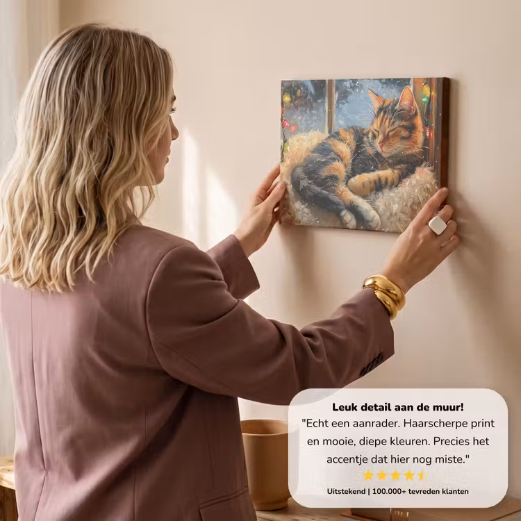 Canvas schilderij - Kat - Kerst - Winter - Dier — 3