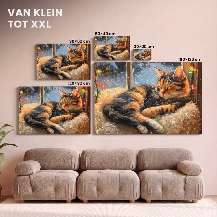 Canvas schilderij - Kat - Kerst - Winter - Dier — 8