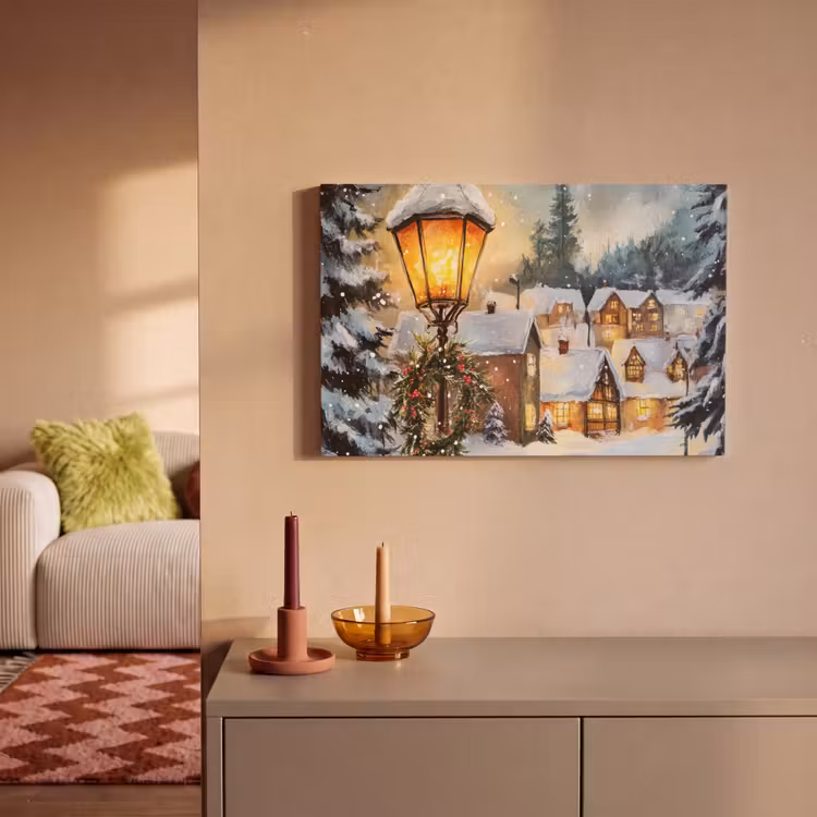 Canvas schilderij - Kerstdorp - Huizen - Sneeuw - Kerst — 2