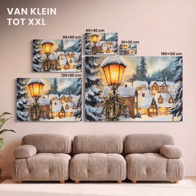 Canvas schilderij - Kerstdorp - Huizen - Sneeuw - Kerst — 8