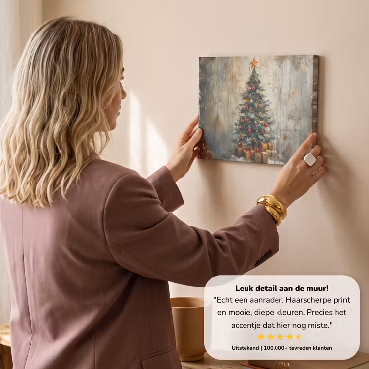 Canvas schilderij - Kerstboom - Vintage - Kerst - Cadeau — 3