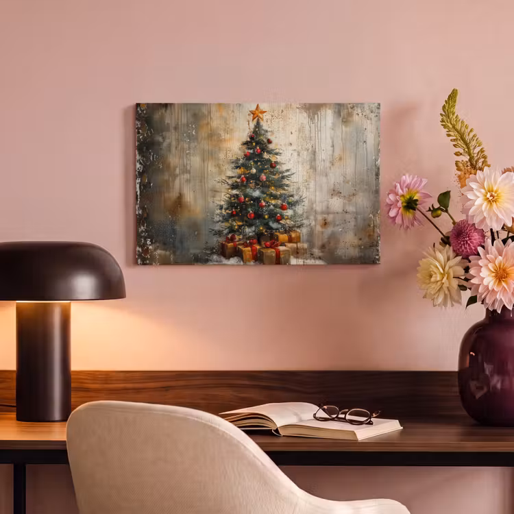 Canvas schilderij - Kerstboom - Vintage - Kerst - Cadeau — 6