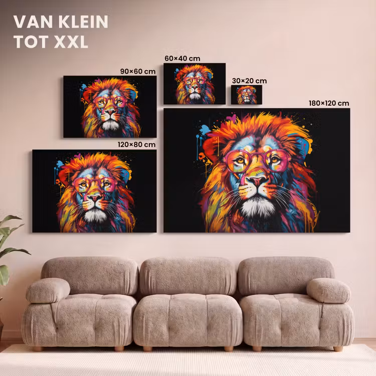 Canvas schilderij - Graffiti - Leeuw - Bril - Zwart — 8
