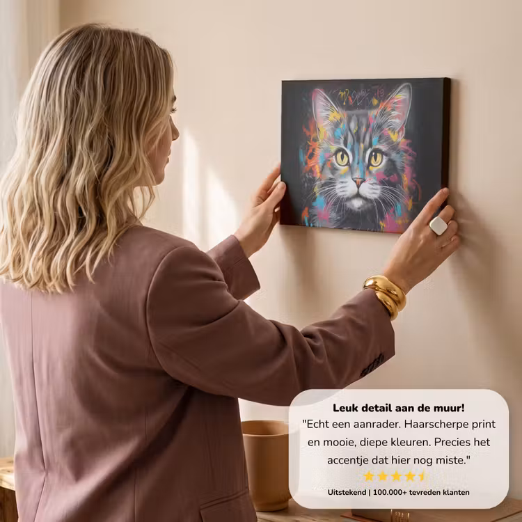 Canvas schilderij - Kat - Graffiti - Dieren - Kleuren - Grijs — 3