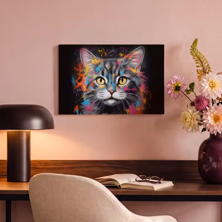 Canvas schilderij - Kat - Graffiti - Dieren - Kleuren - Grijs — 6