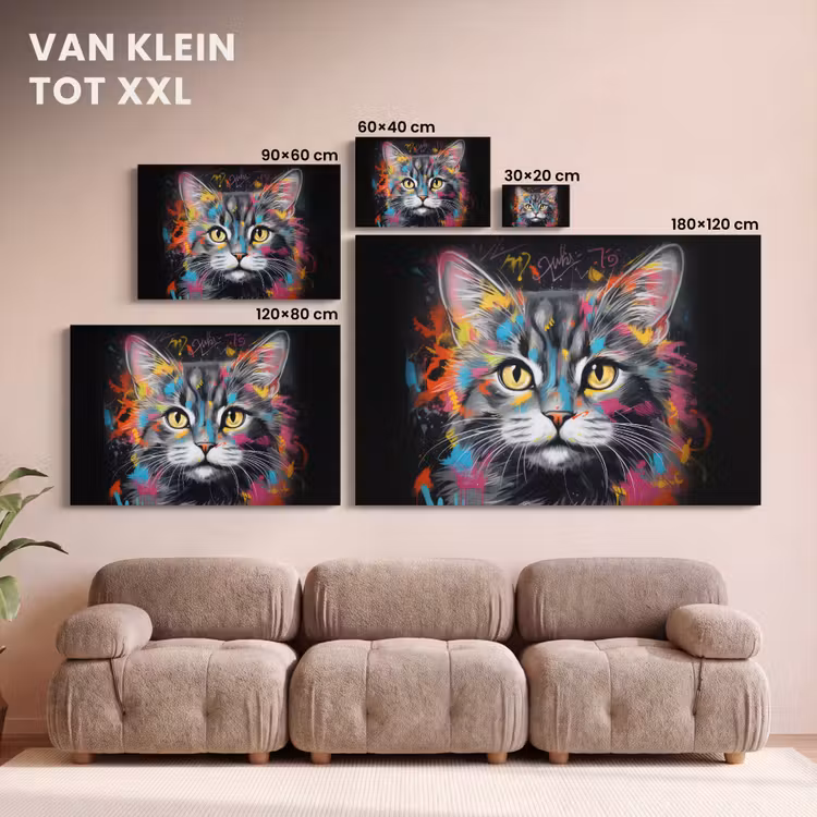 Canvas schilderij - Kat - Graffiti - Dieren - Kleuren - Grijs — 8