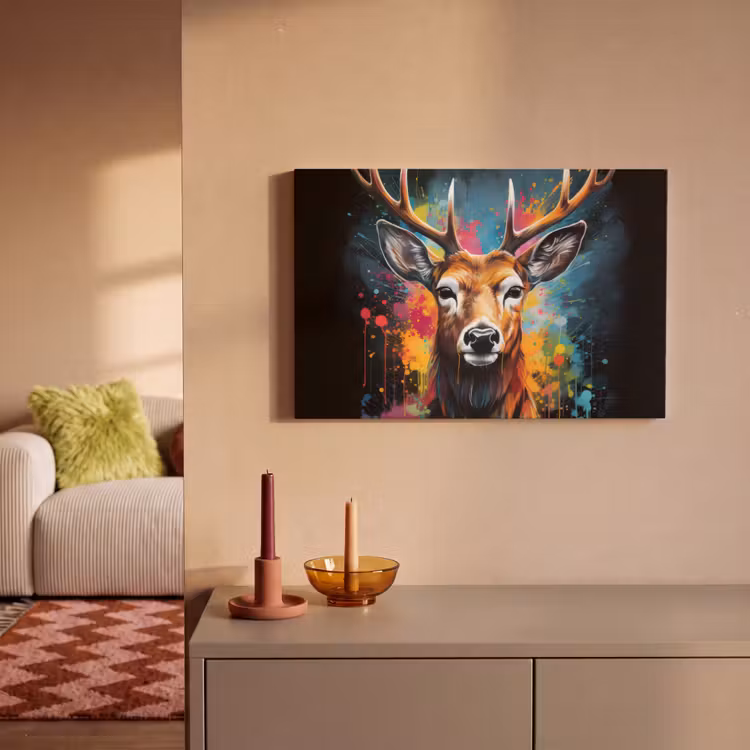 Canvas schilderij - Hert - Graffiti - Dieren - Kleuren — 2