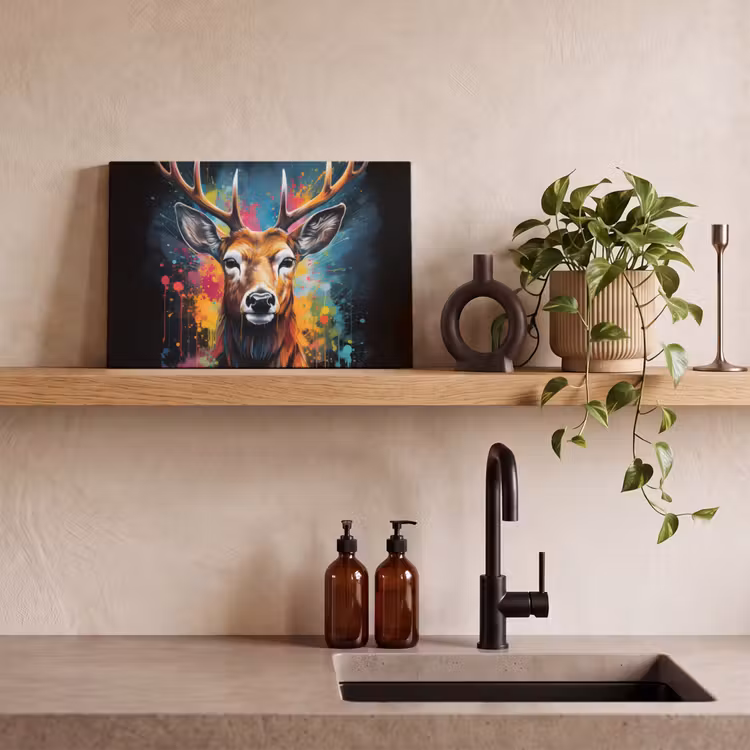 Canvas schilderij - Hert - Graffiti - Dieren - Kleuren — 4